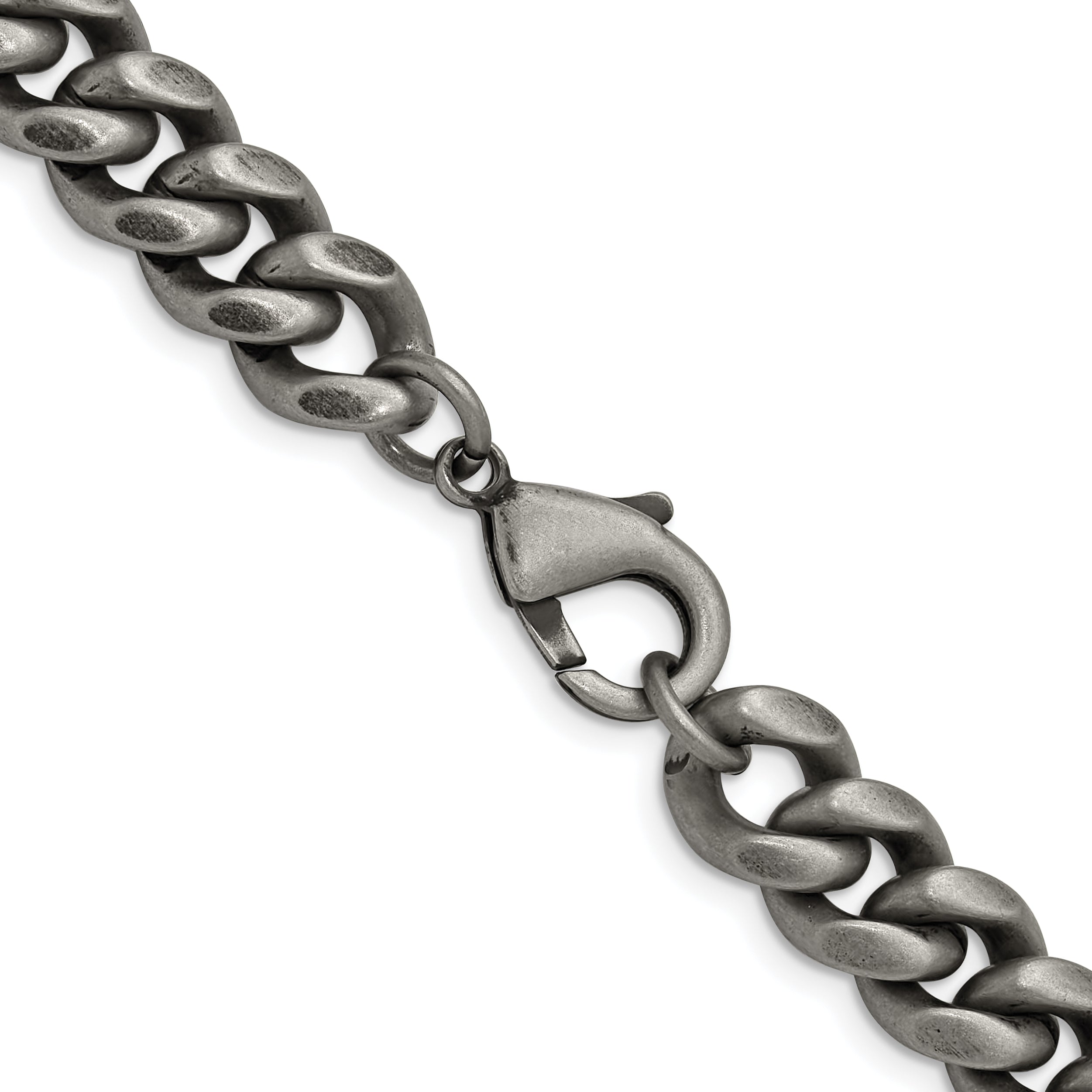 Men's Antiqued Stainless Steel Curb Chain Necklace 10mm