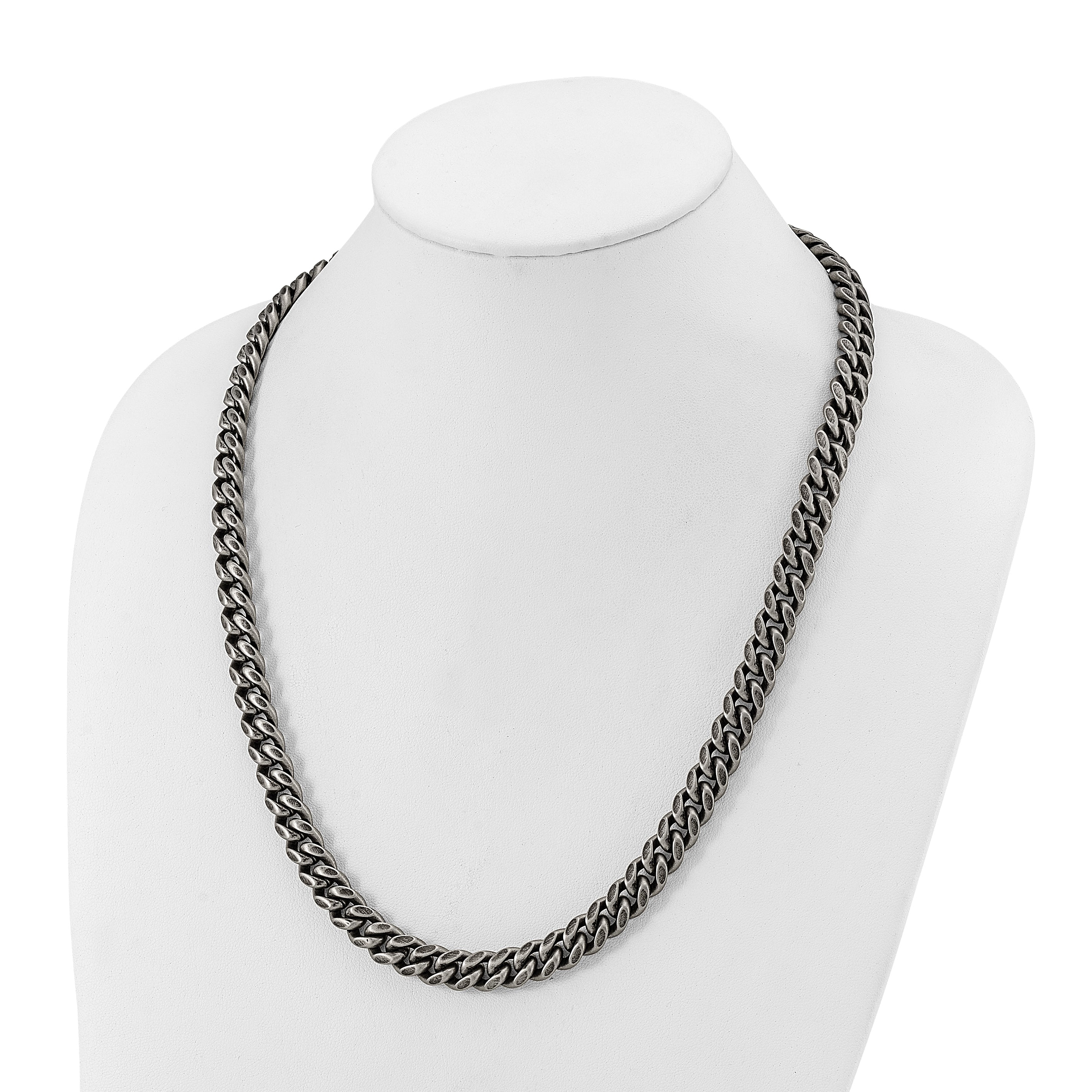 Men's Antiqued Stainless Steel Curb Chain Necklace 10mm