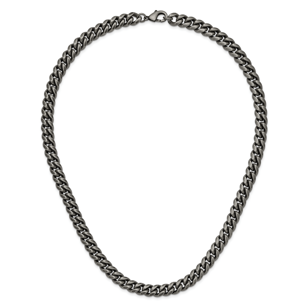 Men's Antiqued Stainless Steel Curb Chain Necklace 10mm