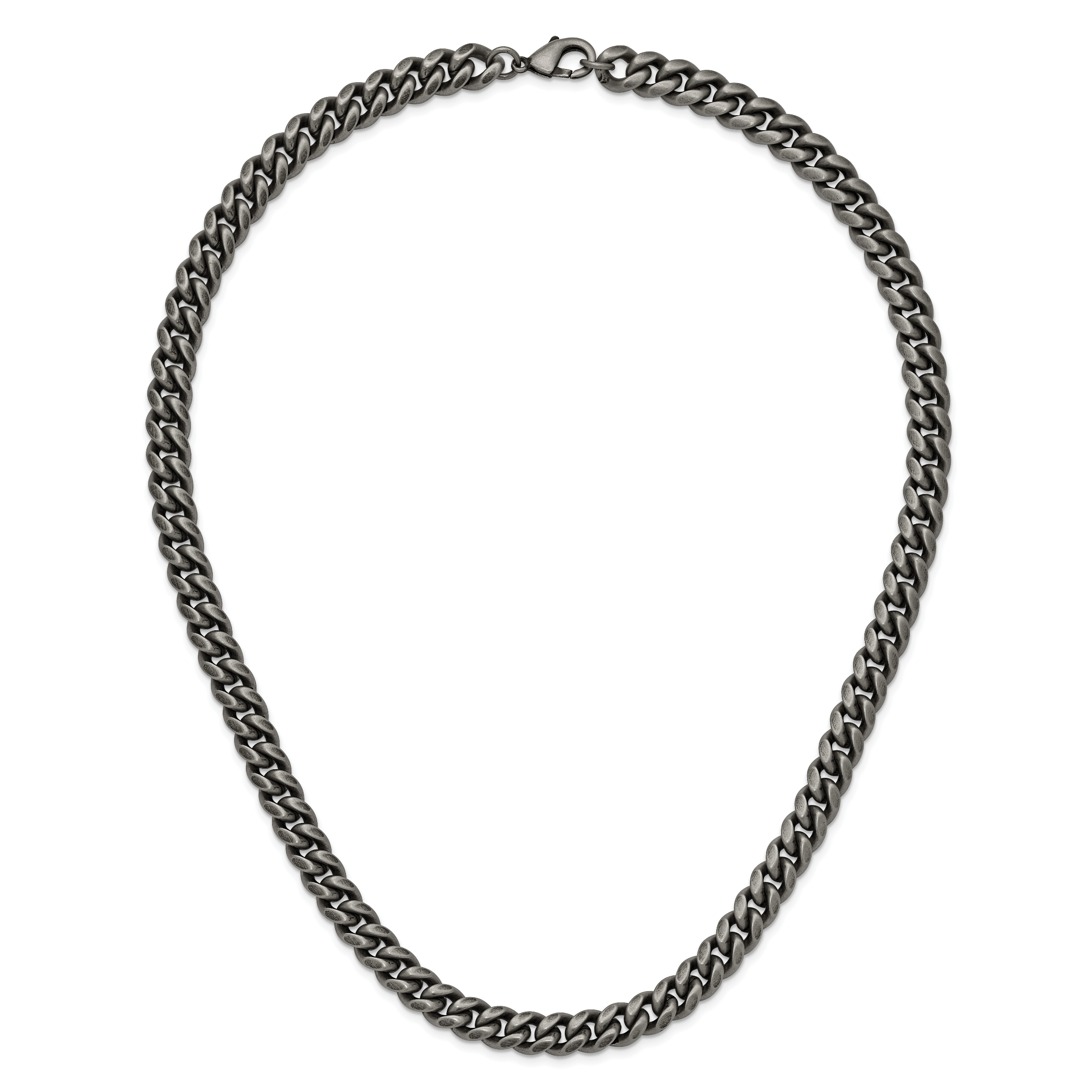 Men's Antiqued Stainless Steel Curb Chain Necklace 10mm