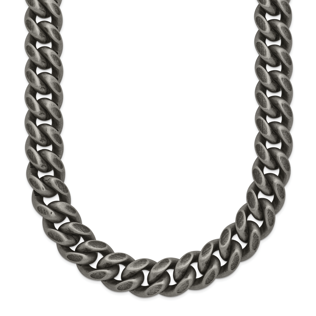Men's Antiqued Stainless Steel Curb Chain Necklace 10mm