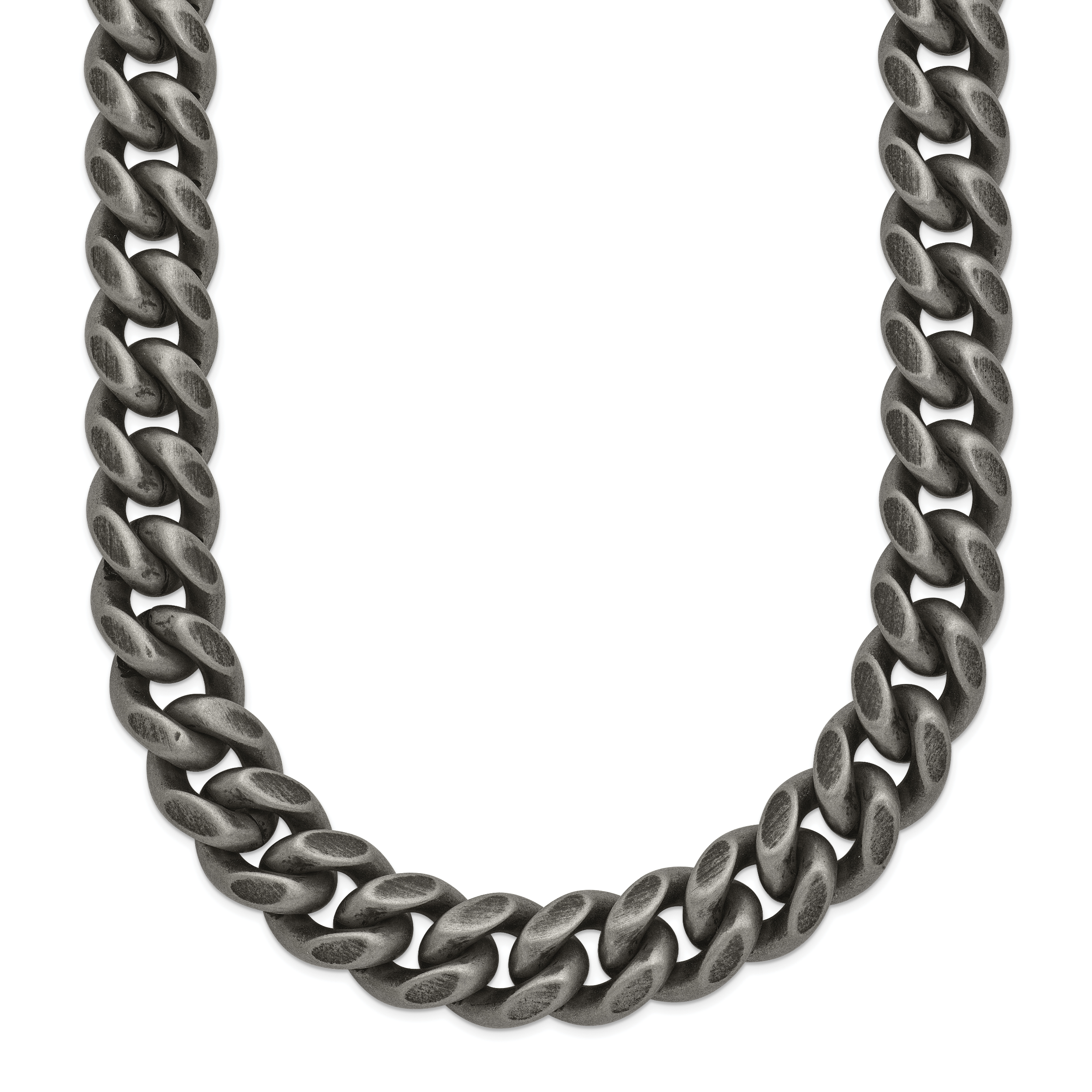 Men's Antiqued Stainless Steel Curb Chain Necklace 10mm