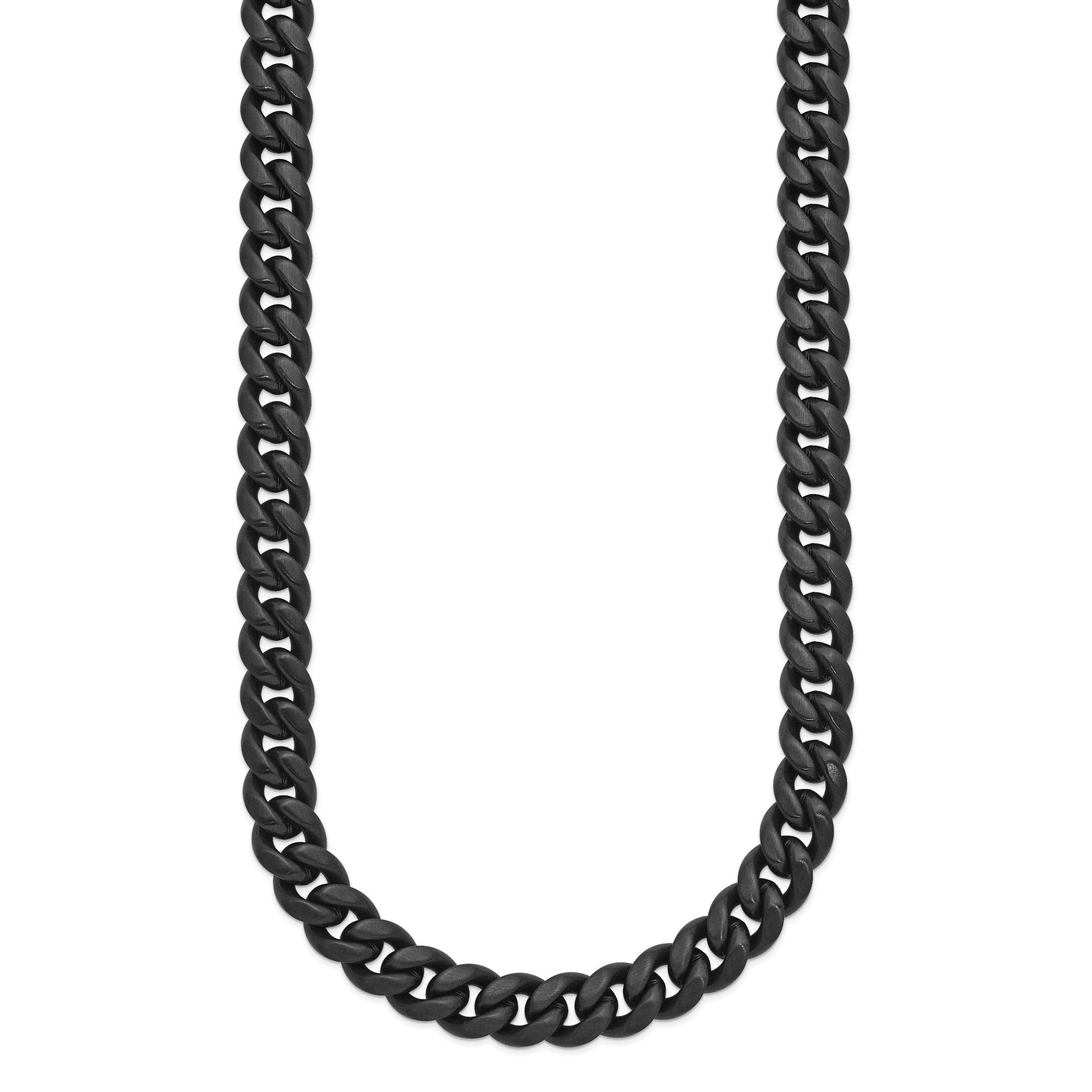 Brushed Black Stainless Steel Curb Chain Necklace 8mm Secondary image