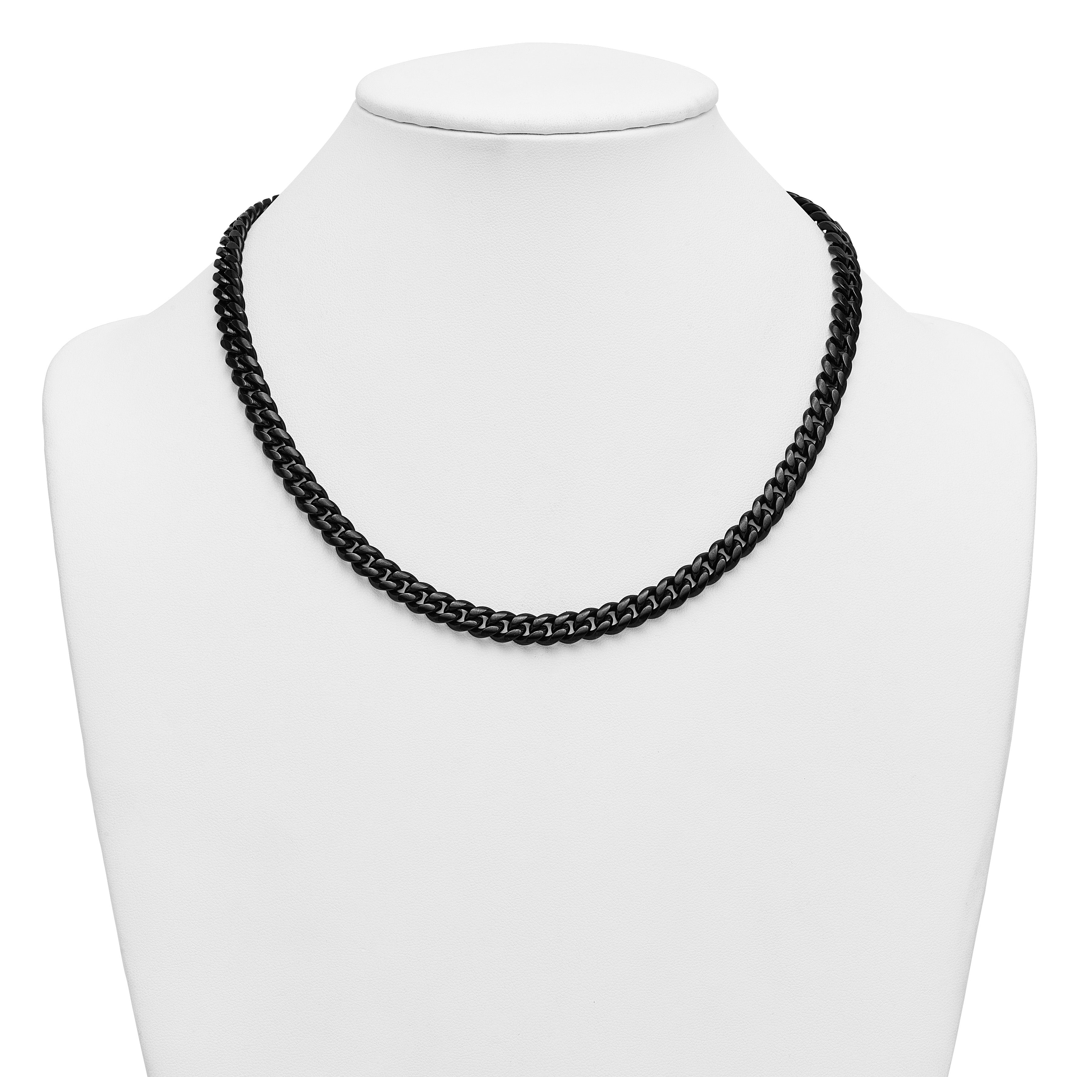 Brushed Black Stainless Steel Curb Chain Necklace 8mm
