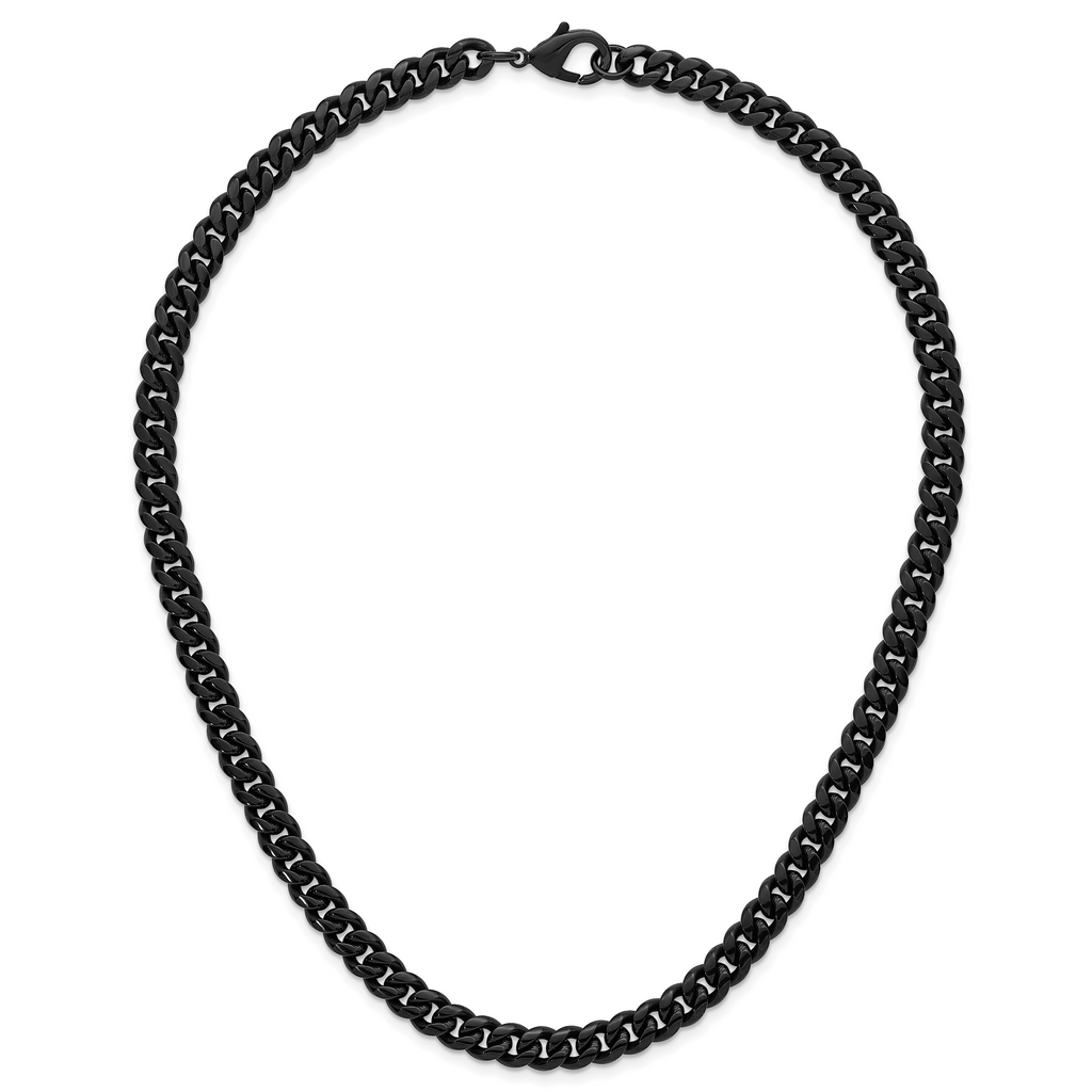 Brushed Black Stainless Steel Curb Chain Necklace 8mm
