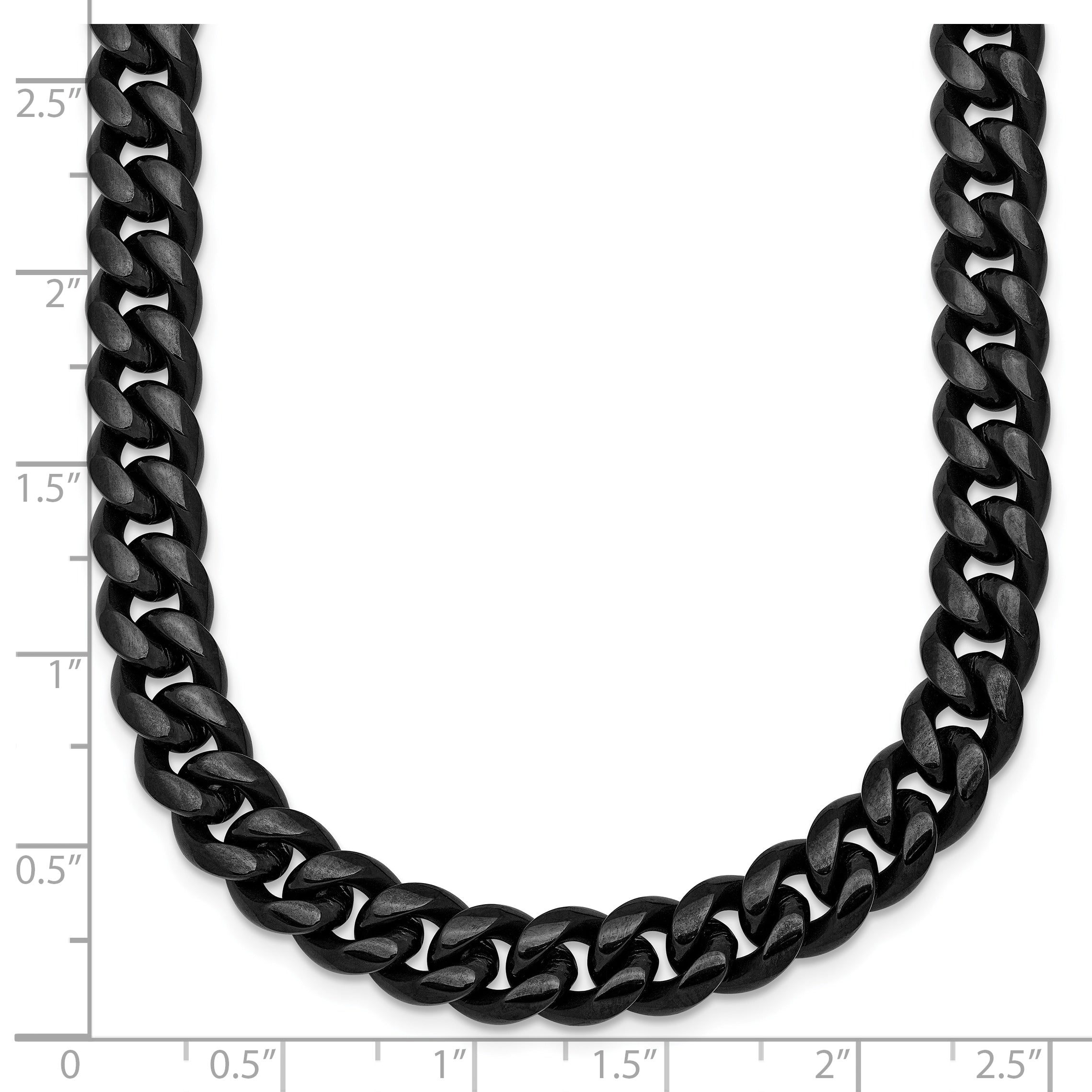 Brushed Black Stainless Steel Curb Chain Necklace 8mm