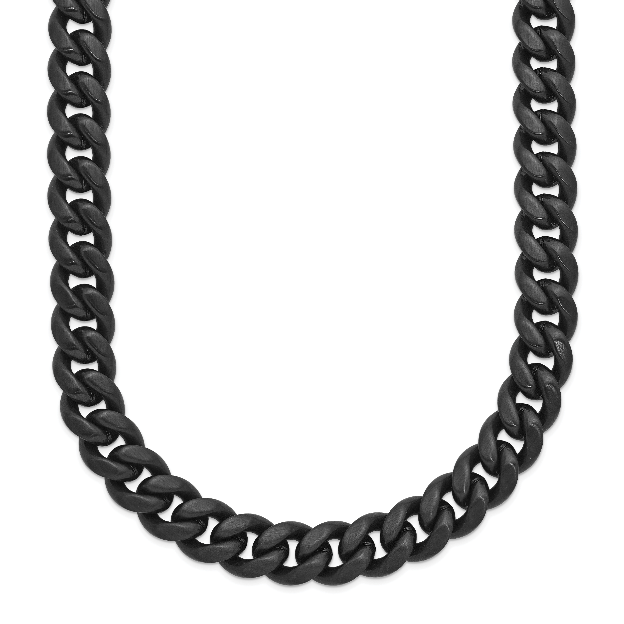 Brushed Black Stainless Steel Curb Chain Necklace 8mm