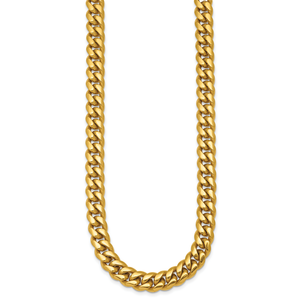Polished Gold-Tone Stainless Steel Curb Chain Necklace 8mm