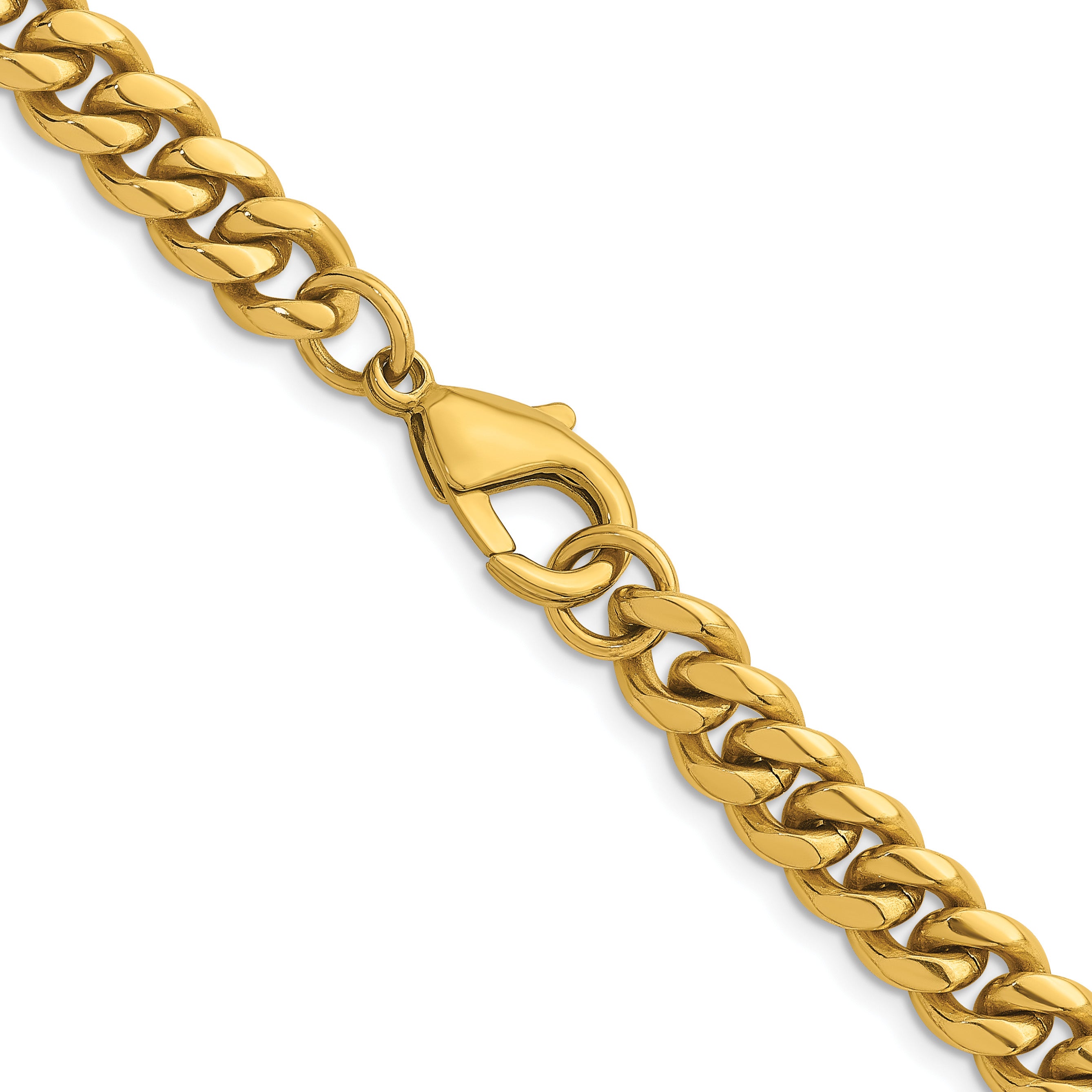 Polished Gold-Tone Stainless Steel Curb Chain Necklace 8mm