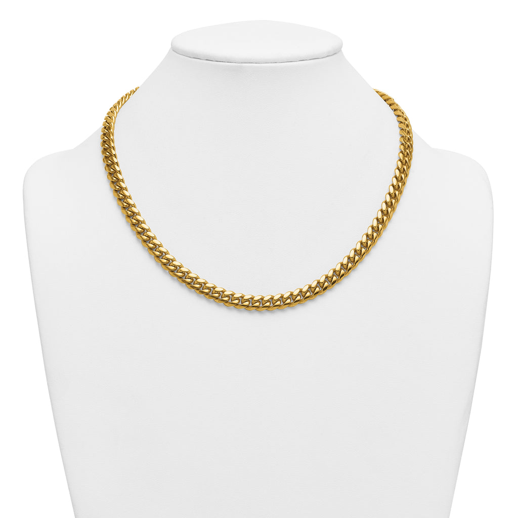 Polished Gold-Tone Stainless Steel Curb Chain Necklace 8mm