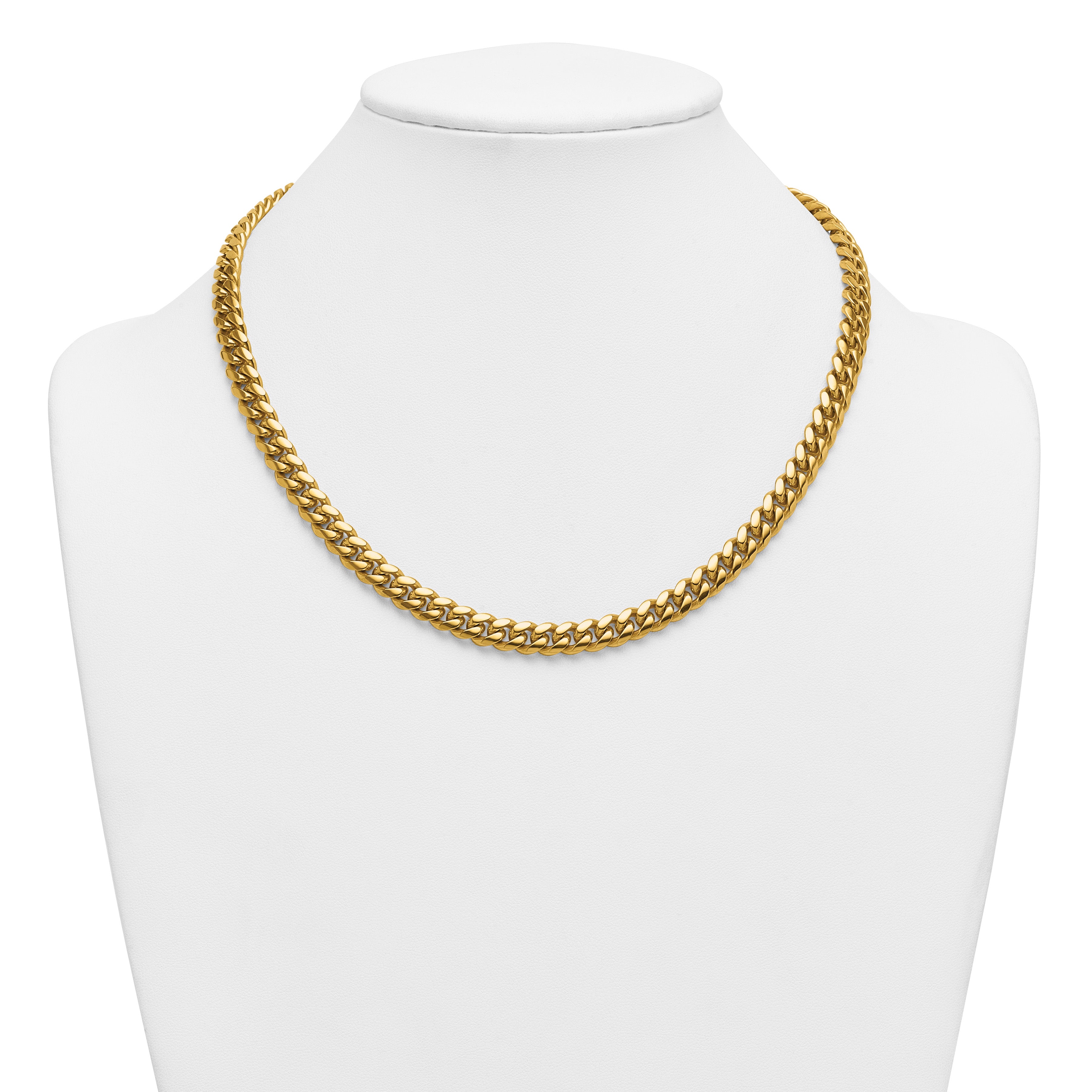 Polished Gold-Tone Stainless Steel Curb Chain Necklace 8mm