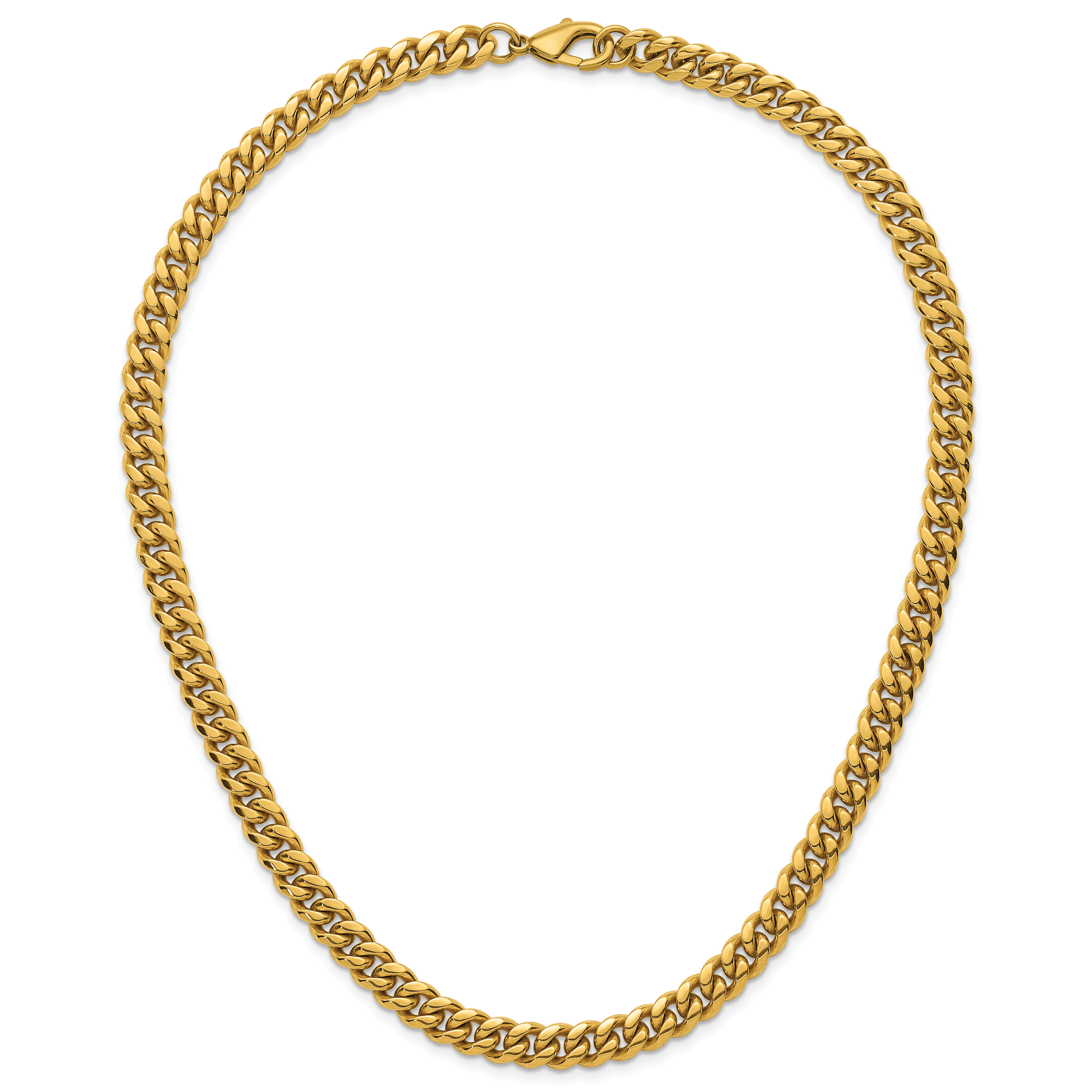 Polished Gold-Tone Stainless Steel Curb Chain Necklace 8mm