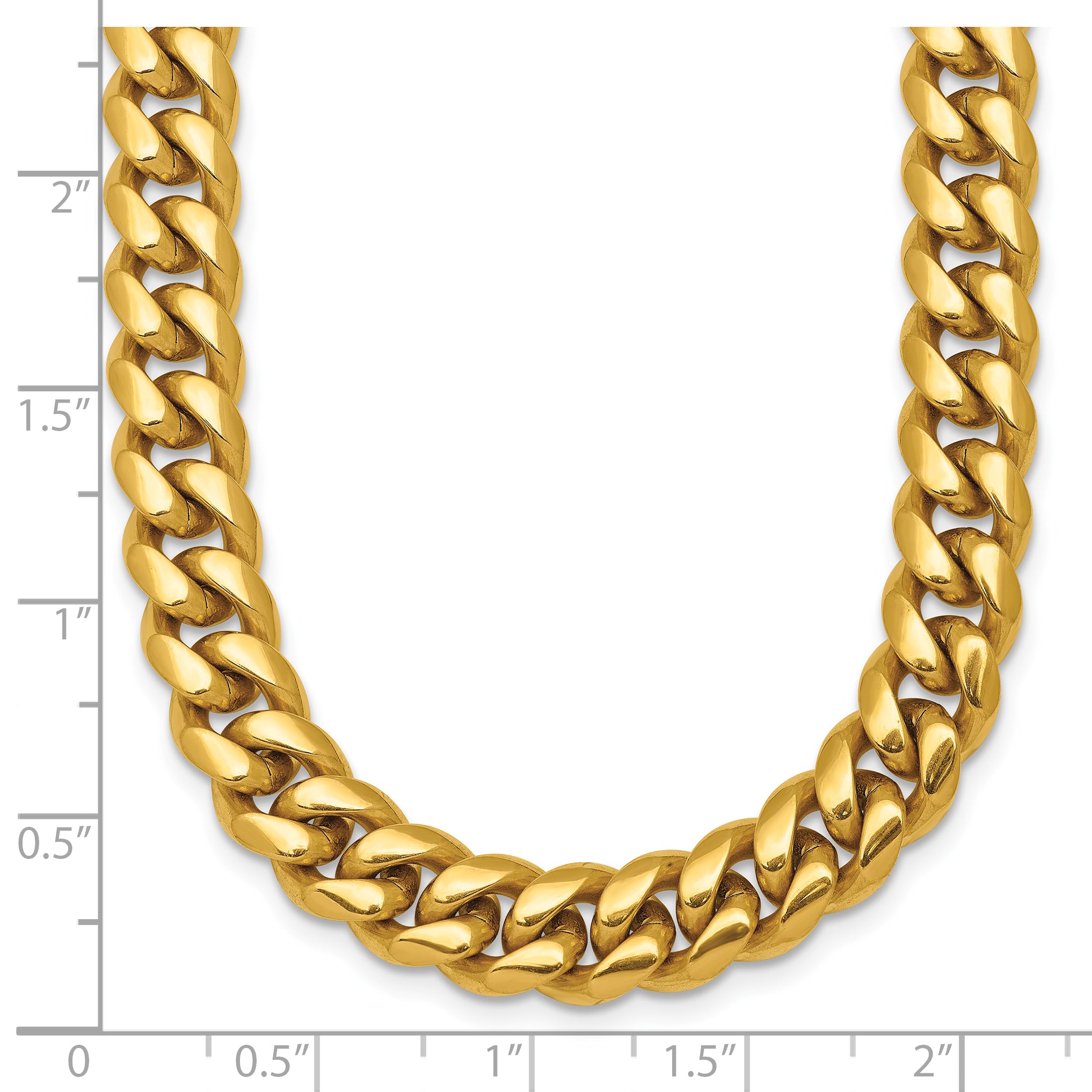 Polished Gold-Tone Stainless Steel Curb Chain Necklace 8mm