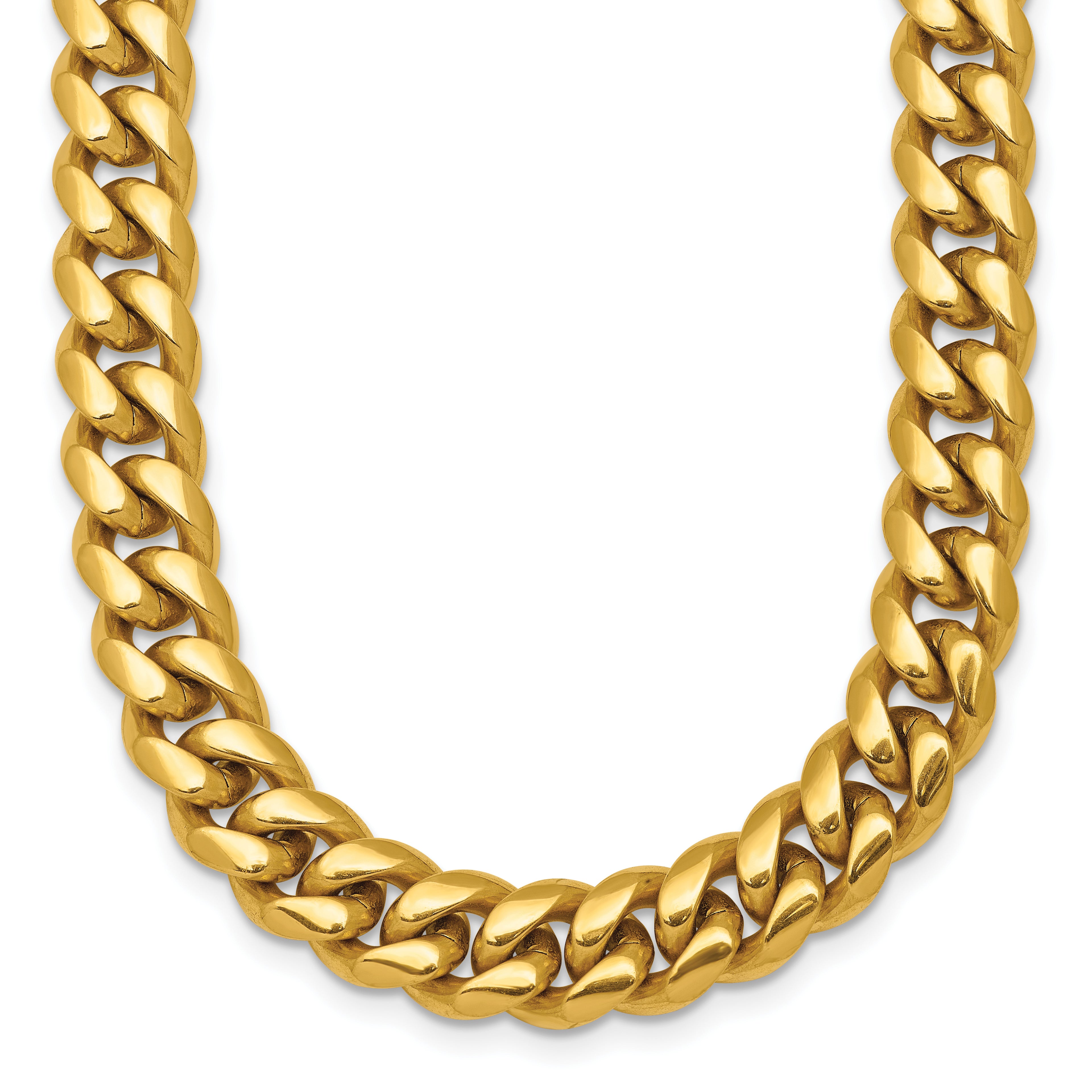 Polished Gold-Tone Stainless Steel Curb Chain Necklace 8mm