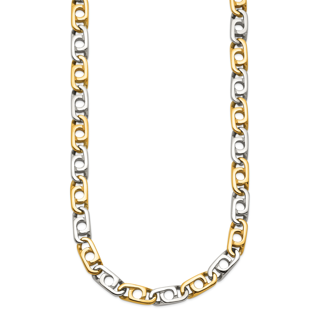 Men's Gold-Tone Polished Anchor Stainless Steel Chain Necklace 6mm