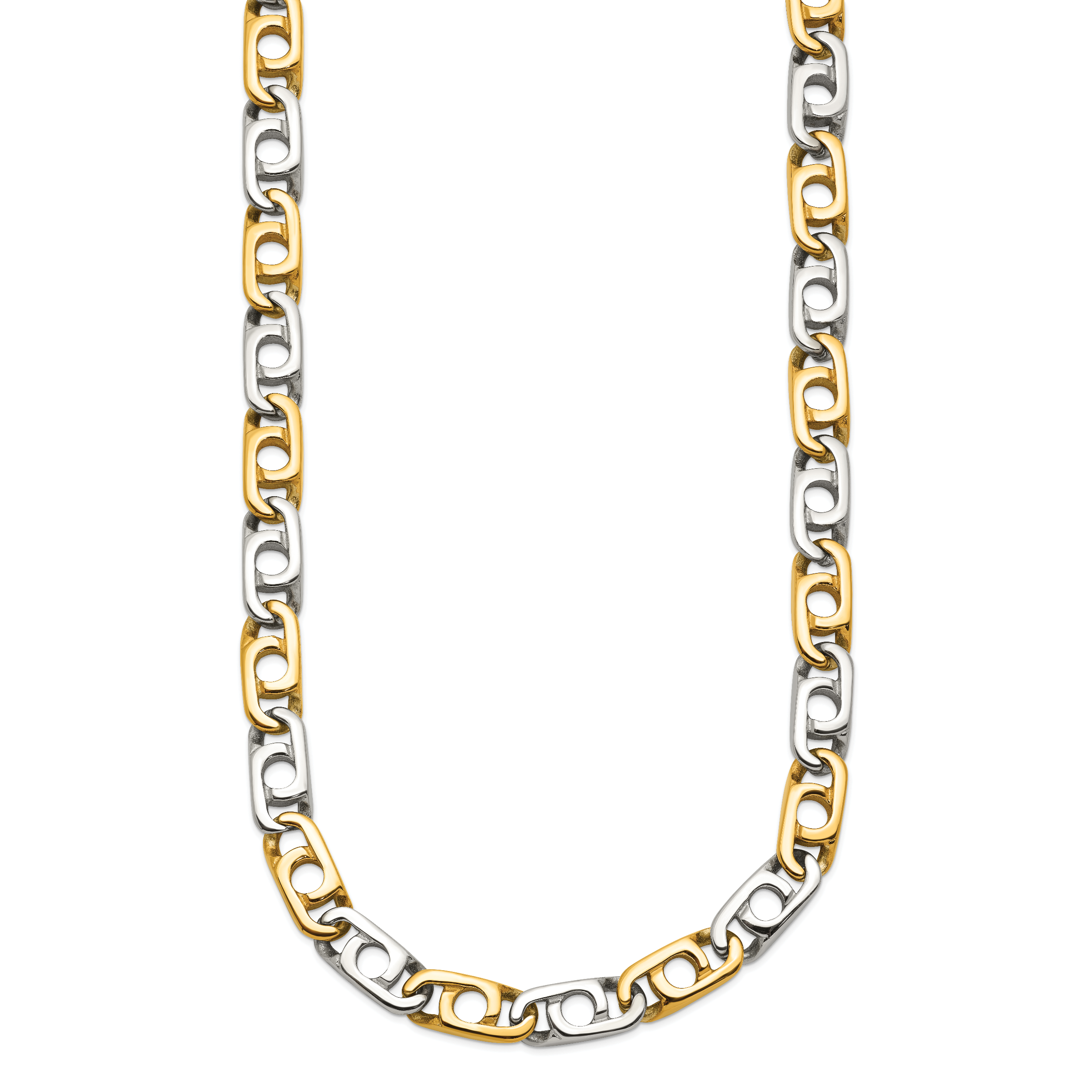 Men's Gold-Tone Polished Anchor Stainless Steel Chain Necklace 6mm