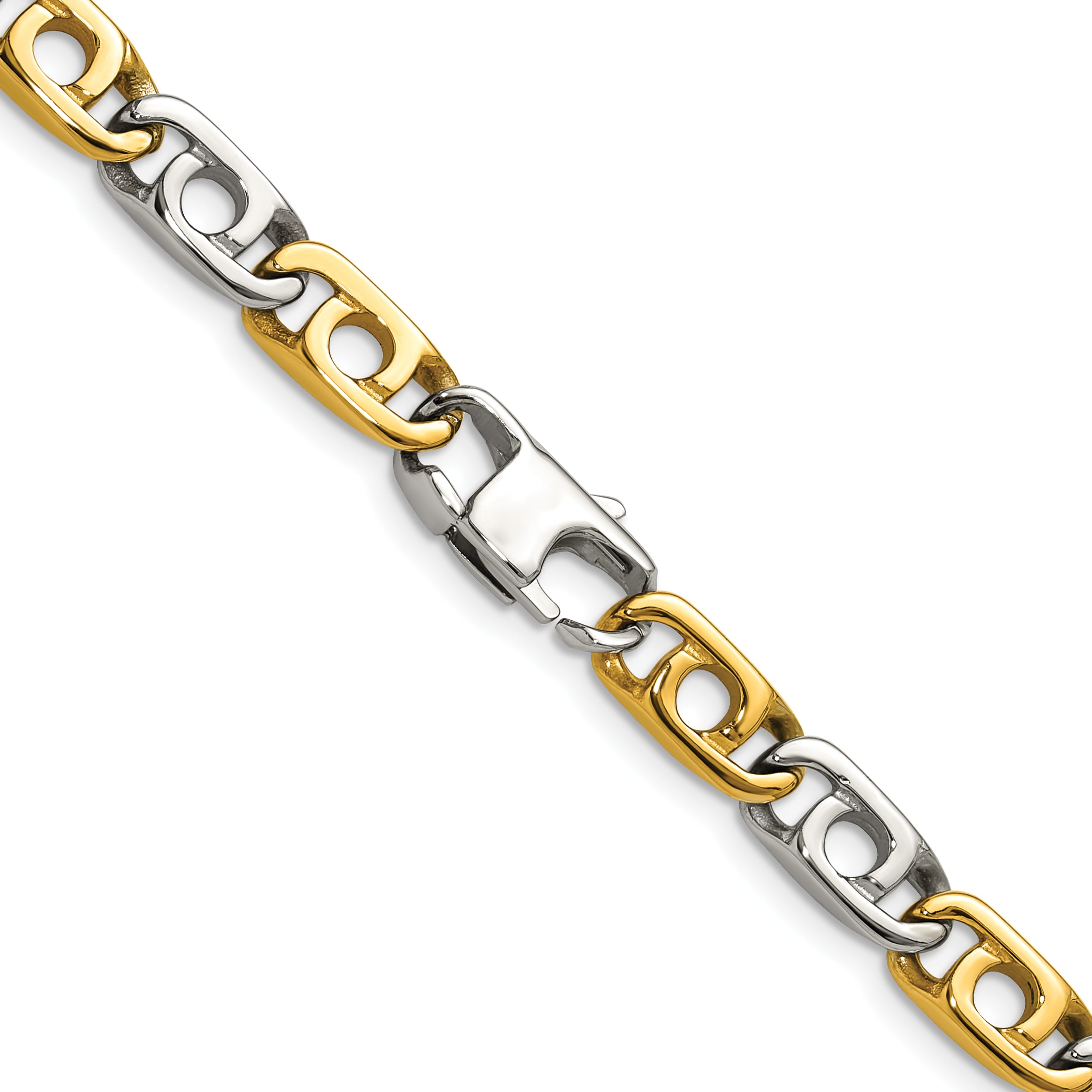 Men's Gold-Tone Polished Anchor Stainless Steel Chain Necklace 6mm