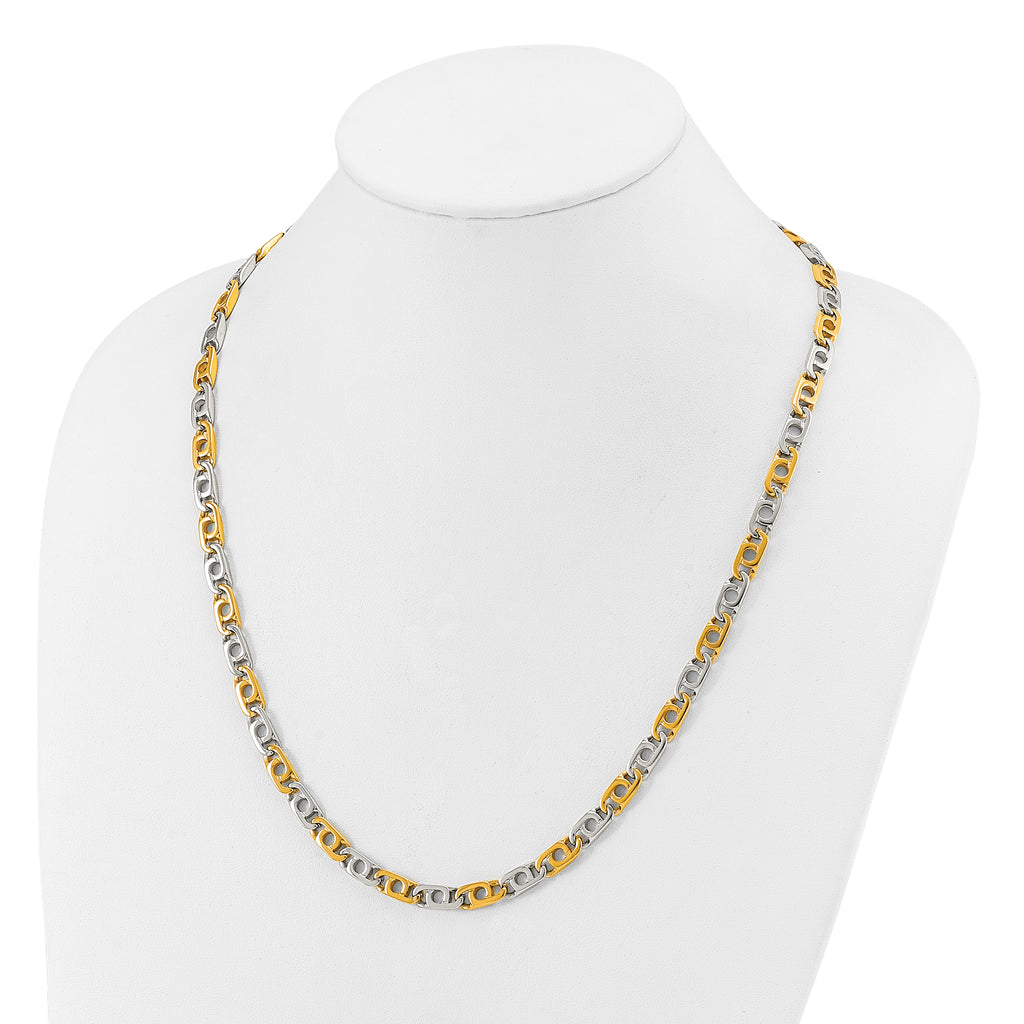 Men's Gold-Tone Polished Anchor Stainless Steel Chain Necklace 6mm