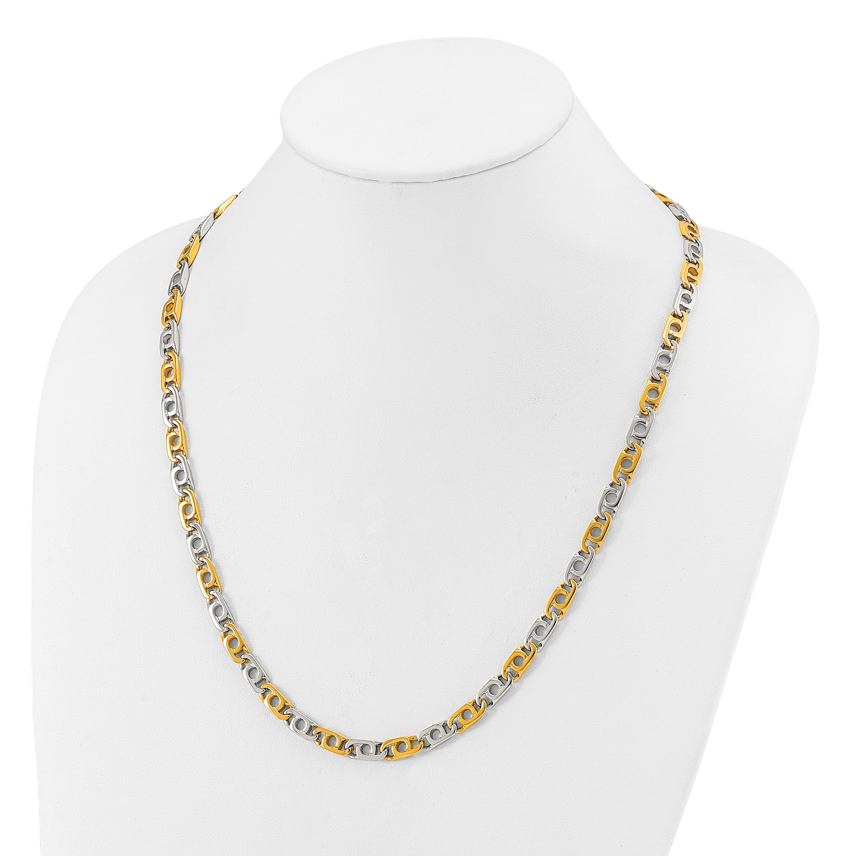 Men's Gold-Tone Polished Anchor Stainless Steel Chain Necklace 6mm