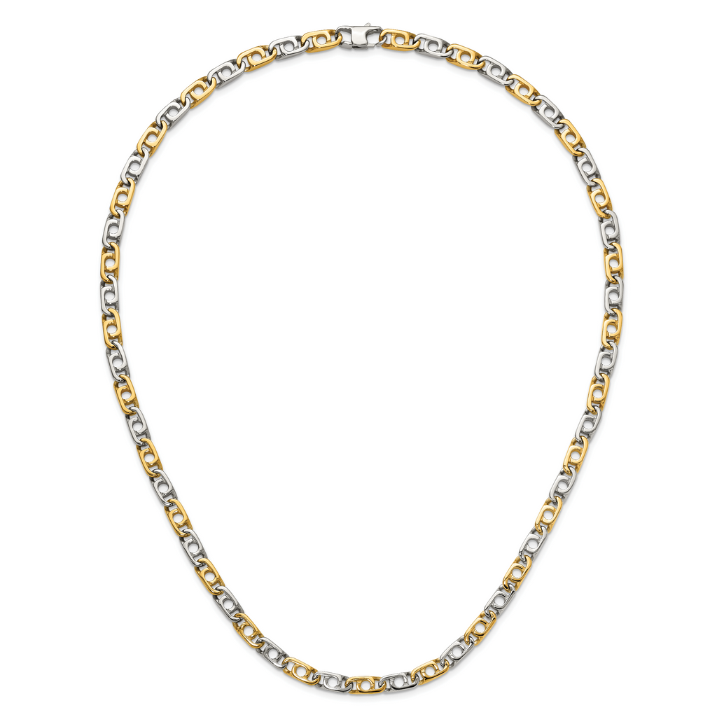 Men's Gold-Tone Polished Anchor Stainless Steel Chain Necklace 6mm