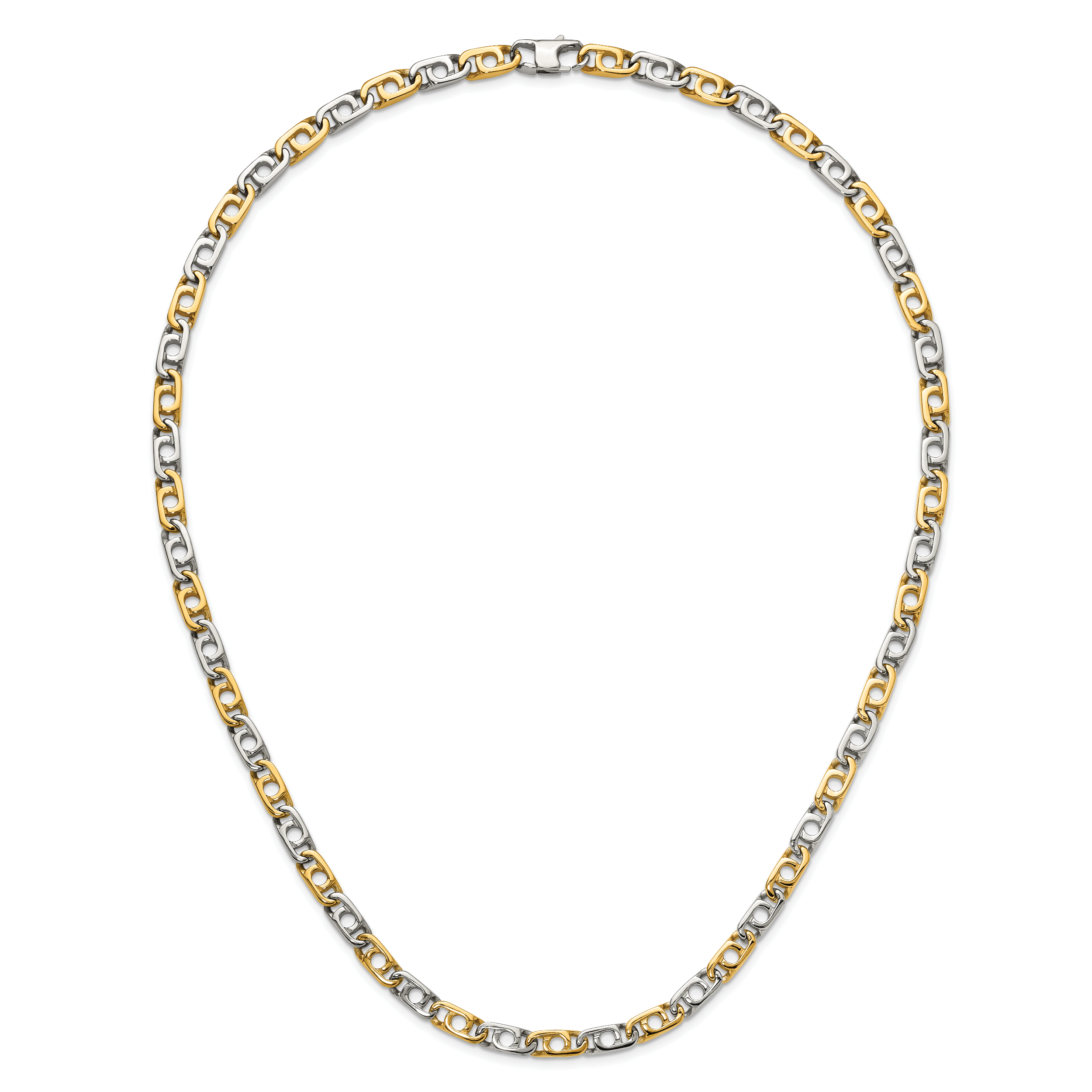Men's Gold-Tone Polished Anchor Stainless Steel Chain Necklace 6mm