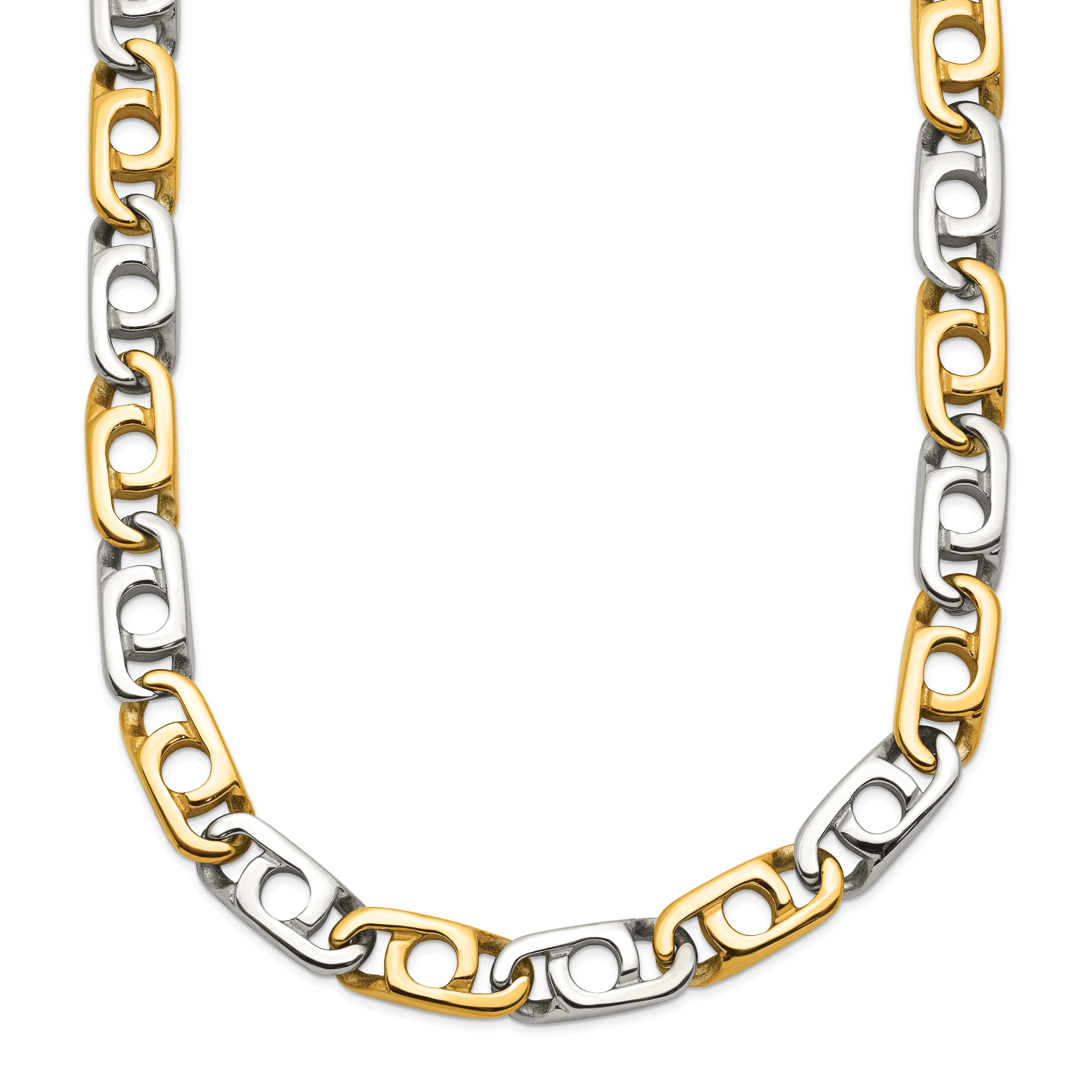 Men's Gold-Tone Polished Anchor Stainless Steel Chain Necklace 6mm