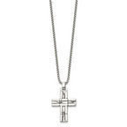 Men's Antiqued Cross Stainless Steel Box Chain Necklace 1.8mm