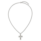 Men's Antiqued Cross Stainless Steel Box Chain Necklace 1.8mm