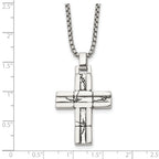Men's Antiqued Cross Stainless Steel Box Chain Necklace 1.8mm