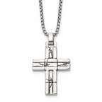 Men's Antiqued Cross Stainless Steel Box Chain Necklace 1.8mm