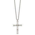 Men's Polished Cross Stainless Steel Box Chain Necklace 1.8mm