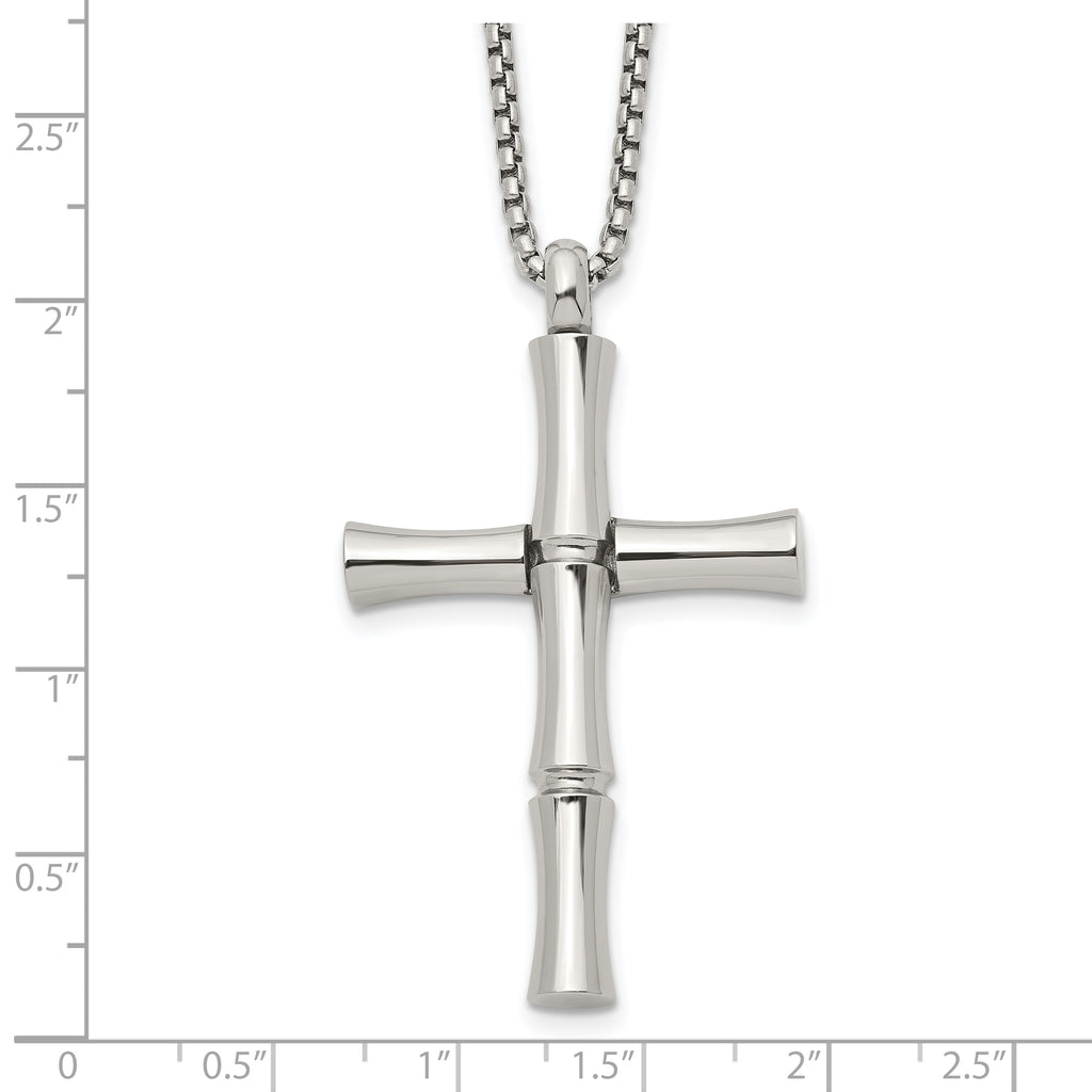 Men's Polished Cross Stainless Steel Box Chain Necklace 1.8mm