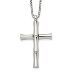 Men's Polished Cross Stainless Steel Box Chain Necklace 1.8mm