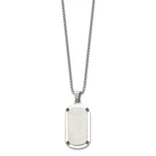 Men's Brushed and Polished Black Cubic Zirconia Dog Tag Stainless Steel Box Chain Pendant Necklace 1.8mm