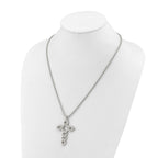 Men's Polished Cross Stainless Steel Box Chain Necklace 1.8mm 22in