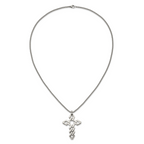 Men's Polished Cross Stainless Steel Box Chain Necklace 1.8mm 22in