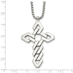 Men's Polished Cross Stainless Steel Box Chain Necklace 1.8mm 22in