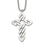 Men's Polished Cross Stainless Steel Box Chain Necklace 1.8mm 22in