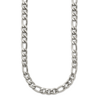 Polished Stainless Steel Figaro Chain Necklace 8mm