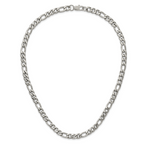 Polished Stainless Steel Figaro Chain Necklace 8mm