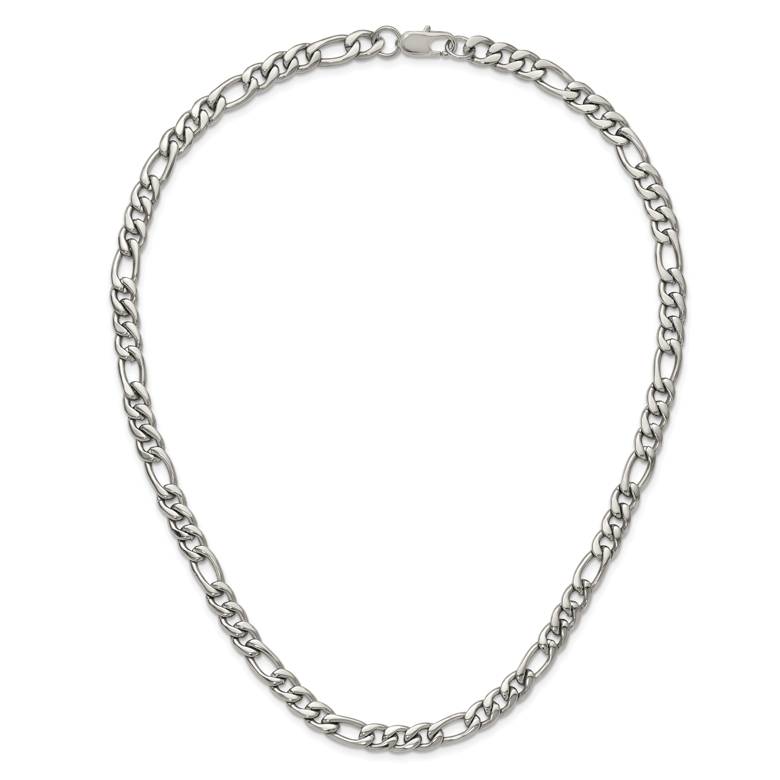 Polished Stainless Steel Figaro Chain Necklace 8mm
