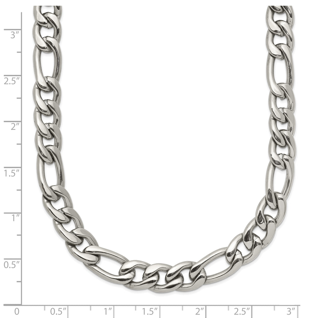 Polished Stainless Steel Figaro Chain Necklace 8mm