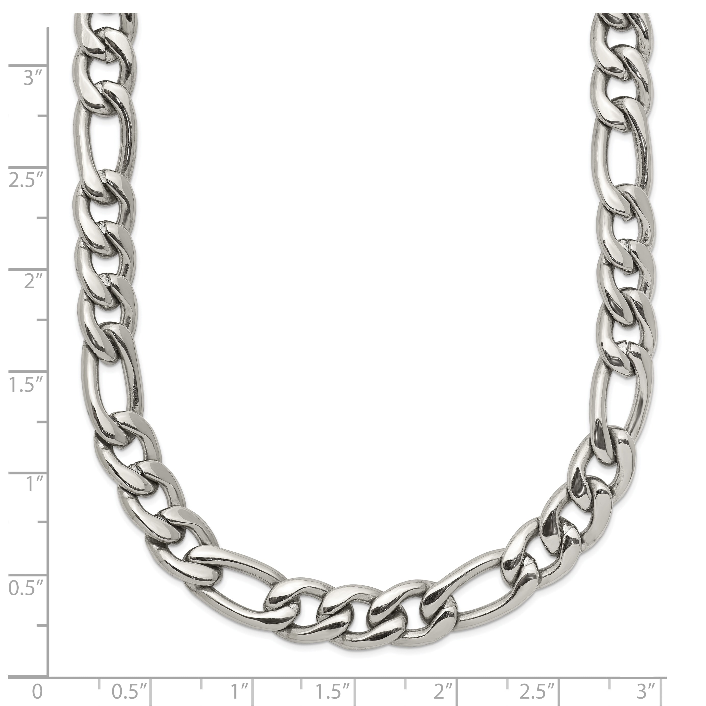Polished Stainless Steel Figaro Chain Necklace 8mm
