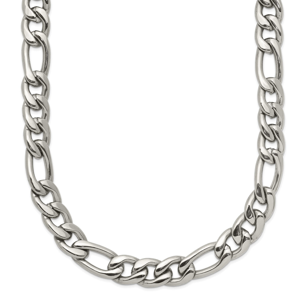 Chisel Figaro Chain Necklace in Stainless Steel, 8mm, 20 Inch - Sophia Jewelers Main image