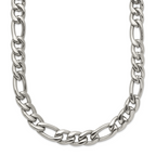 Polished Stainless Steel Figaro Chain Necklace 8mm