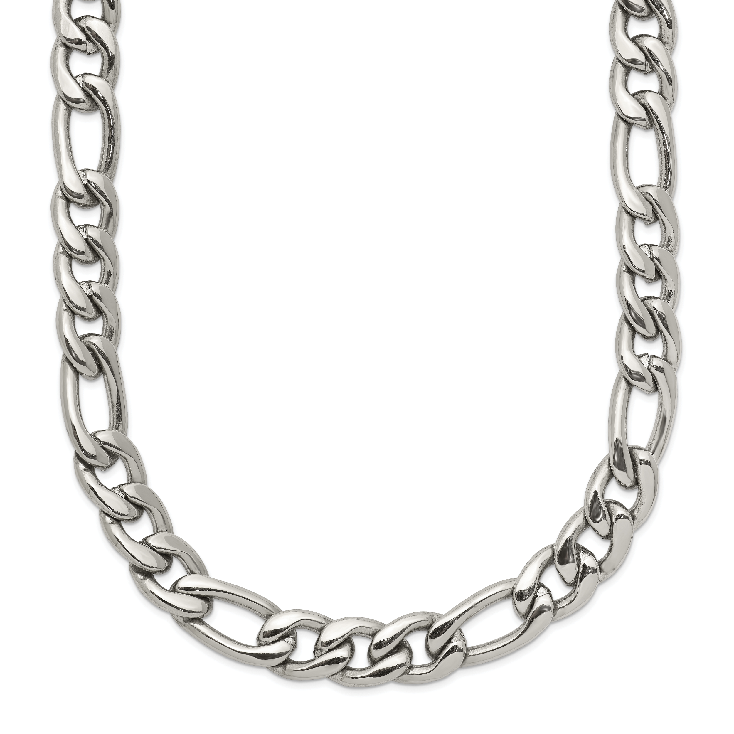 Polished Stainless Steel Figaro Chain Necklace 8mm