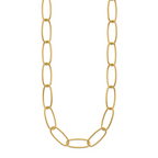 Gold-Tone Polished Textured Stainless Steel Open Link Chain Necklace 8.4mm