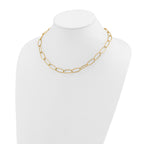 Gold-Tone Polished Textured Stainless Steel Open Link Chain Necklace 8.4mm