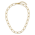 Gold-Tone Polished Textured Stainless Steel Open Link Chain Necklace 8.4mm