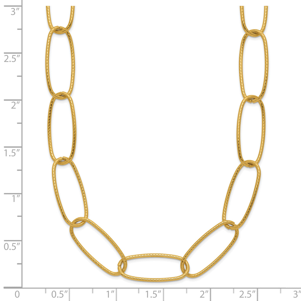 Gold-Tone Polished Textured Stainless Steel Open Link Chain Necklace 8.4mm